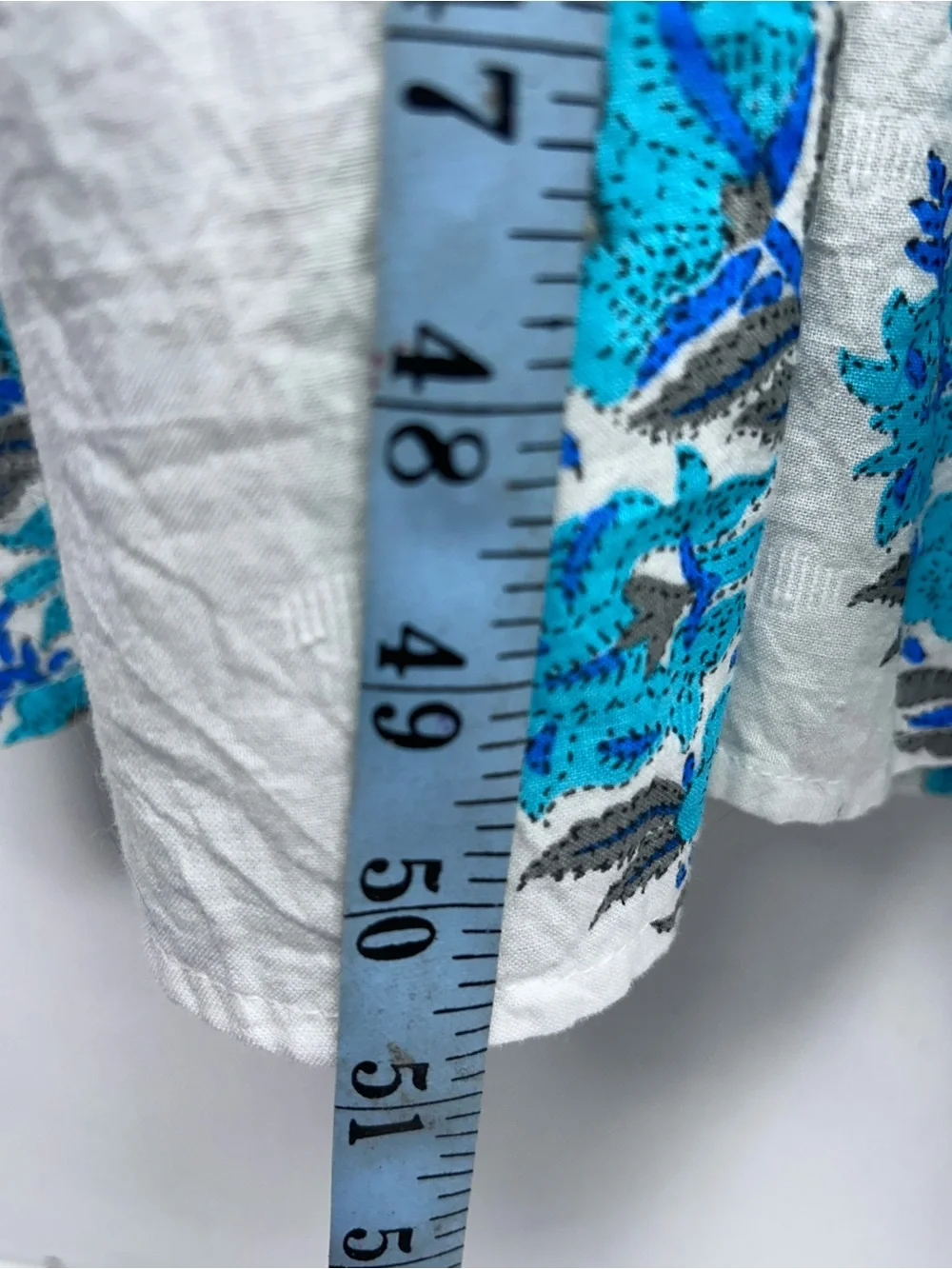 White Maxi Dress with Blue Floral Print -Debbie Katz medium - Picture 11 of 11